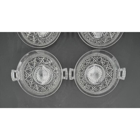 Vtg Handled Bowls 7.25" Cape Cod by Imperial Glass Ohio Glassware Set of 4 - Picture 4 of 10